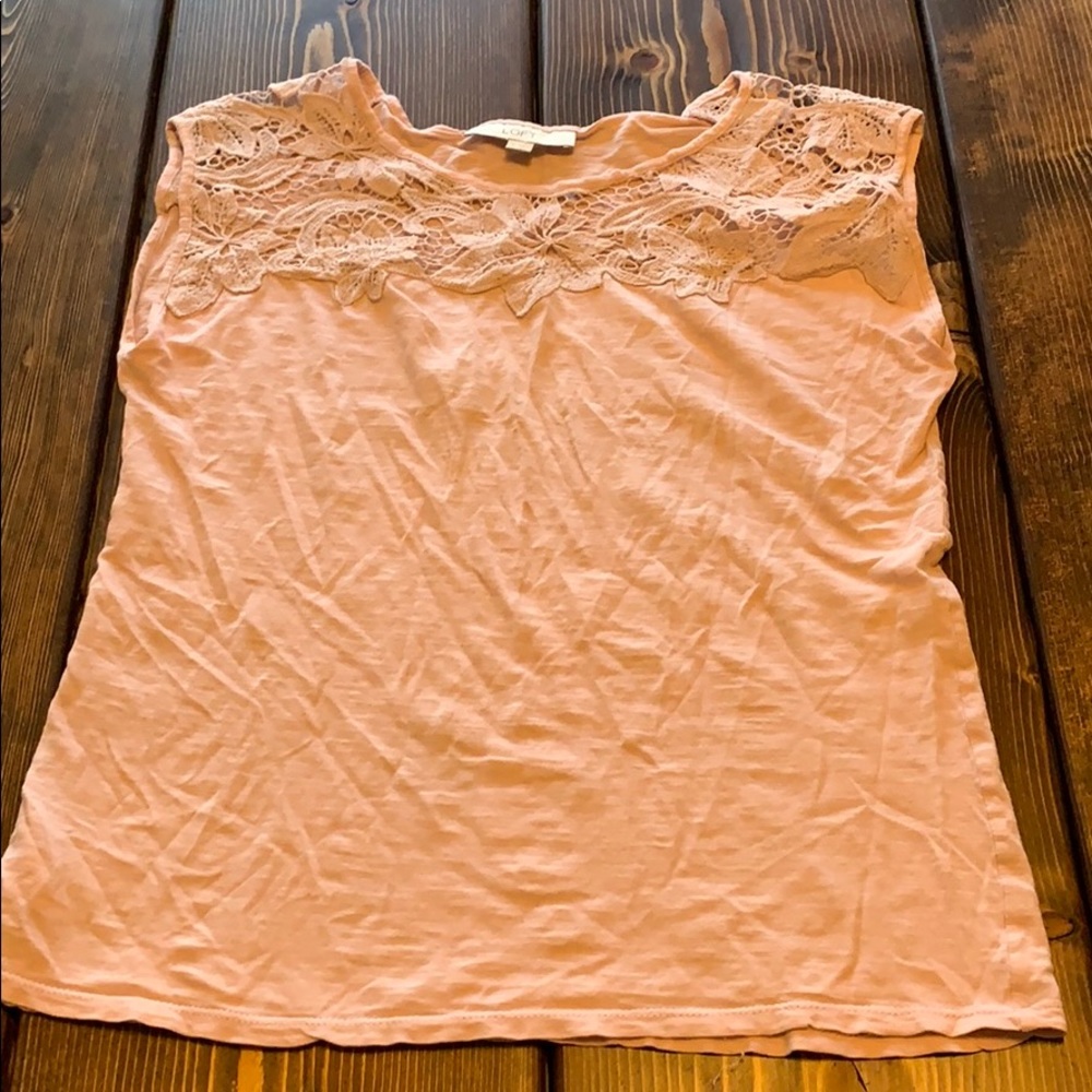 Blush lavender crochet lace top from LOFT